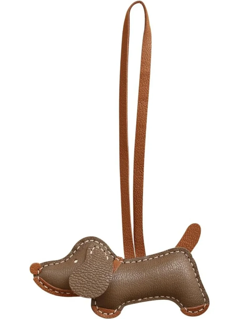 Cute Dachshund Leather Bag Charm | Handmade Goatskin Keychain for Handbags